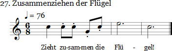 Zusammenziehen der Flügel